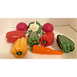 Lot Of 9 Vintage Hand-Blown Glass Vegetables Murano Style Art Deco